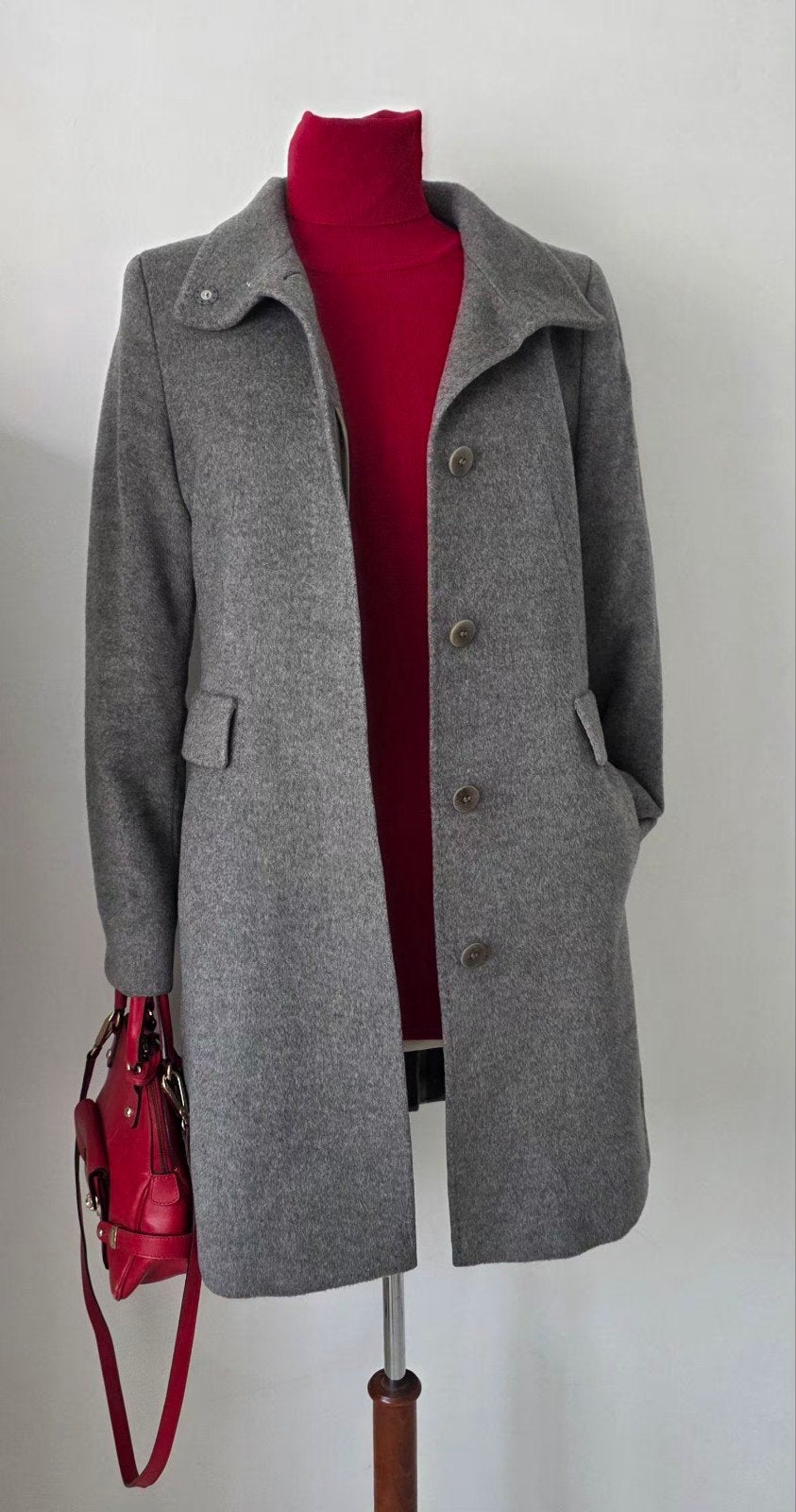 Max Mara MaxMara wollen mantel 36/38, Kleding | Dames, Max Mara MaxMara, Ophalen of Verzenden, Zo goed als nieuw, Grijs