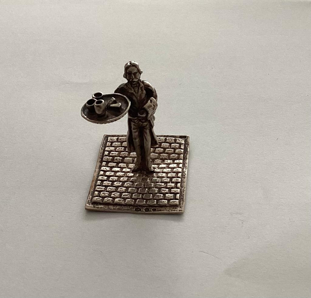 Zilveren miniatuur ober met dienblad, Ophalen of Verzenden, Zilver