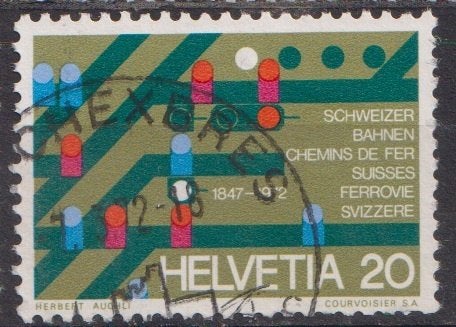 Zwitserland 1972 Spoorwegen 150 jaar trein, Verzenden, Gestempeld, Treinen
