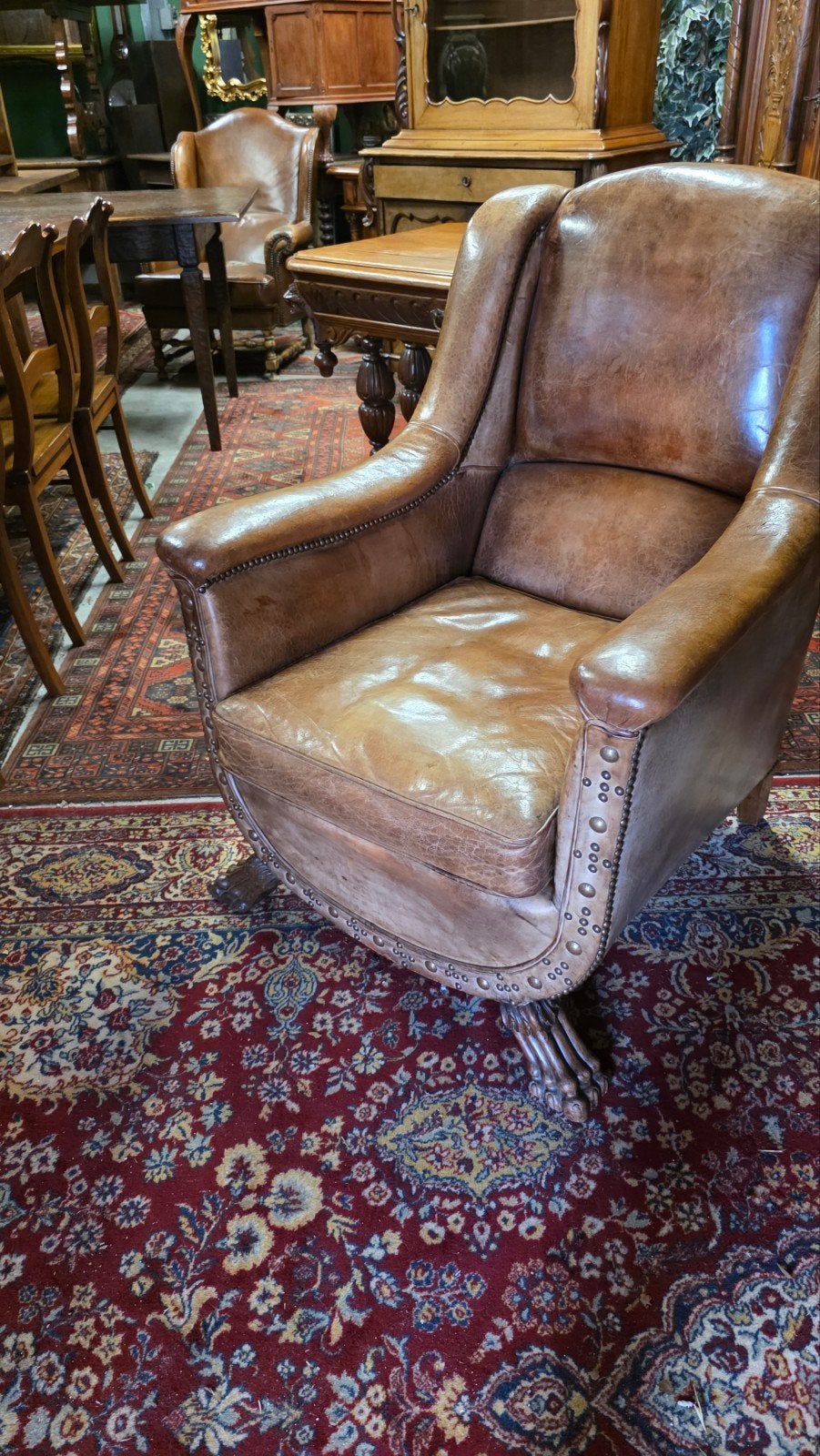 vroeg antieke Engelse schaapsleteren fauteuil, Ophalen