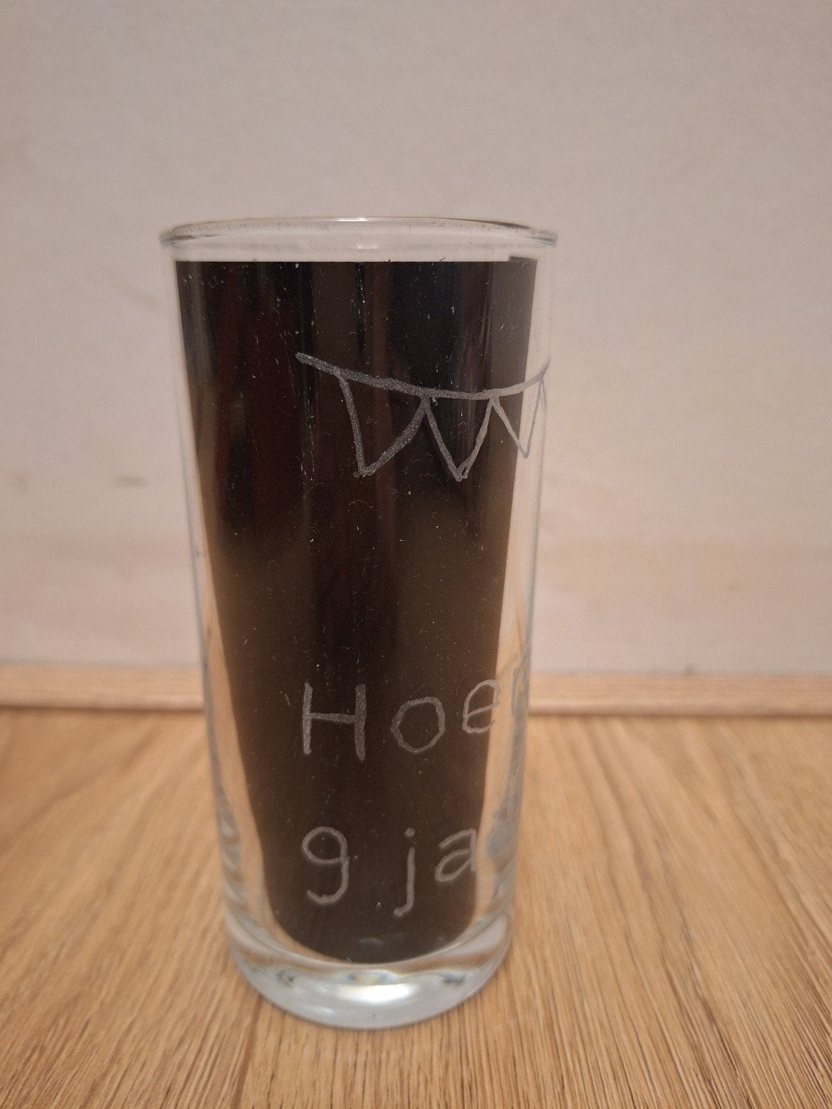 Gegraveerde longdrinkglas, Ophalen, Zo goed als nieuw, Frisdrankglas