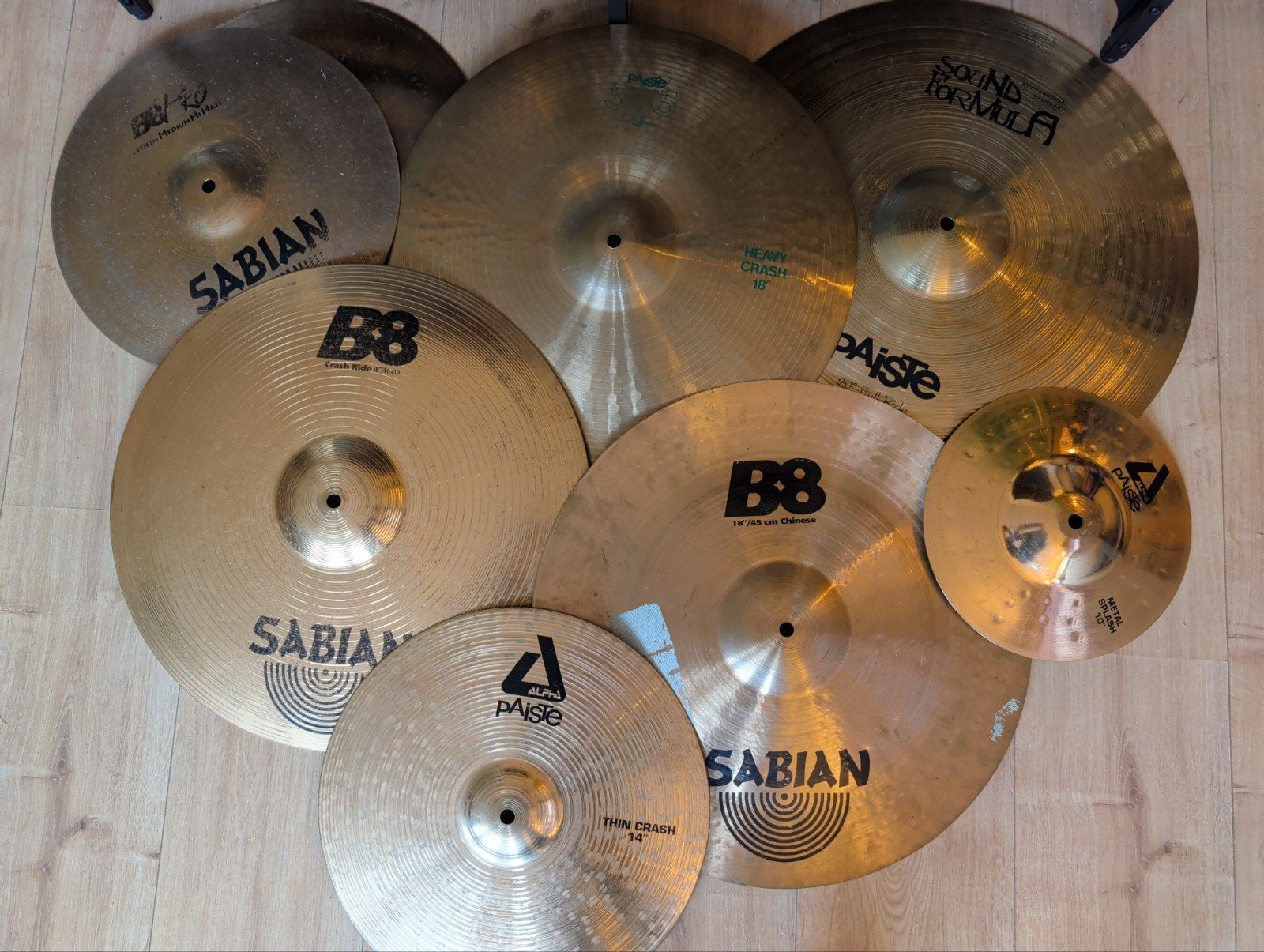 Bekken set; HiHat, Ride, Crash, Splash, China, Ophalen, Gebruikt, Overige merken