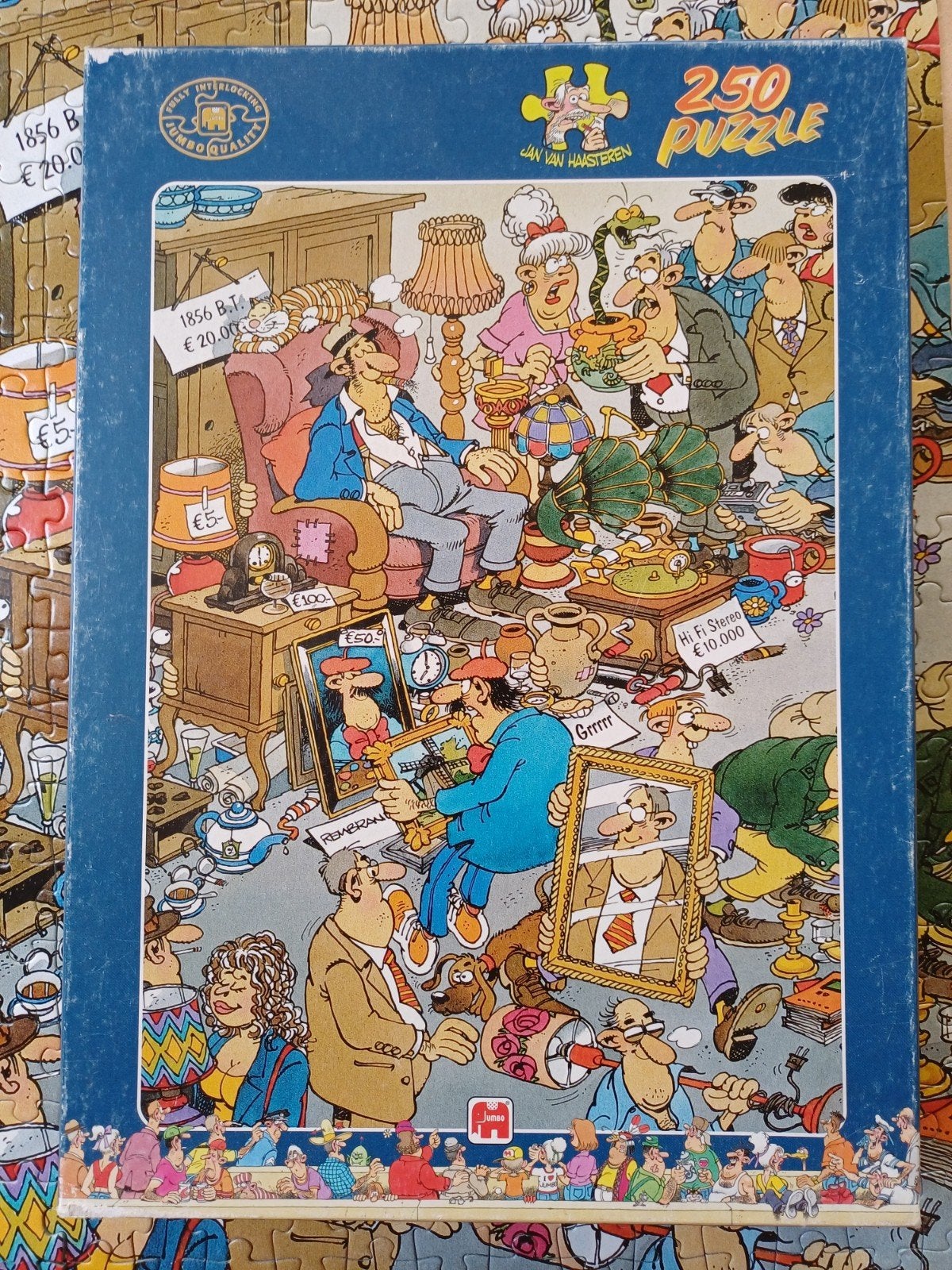 Puzzel 250 stukjes Jan van Haasteren De Rommelmarkt, Ophalen of Verzenden, Minder dan 500 stukjes, Zo goed als nieuw, Legpuzzel