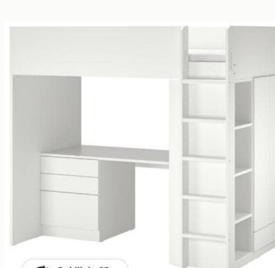 IKEA SMÅSTAD Hoogslaper wit met bureau en 4 lades, Gebruikt, Hoogslaper, Eenpersoons, Ophalen of Verzenden