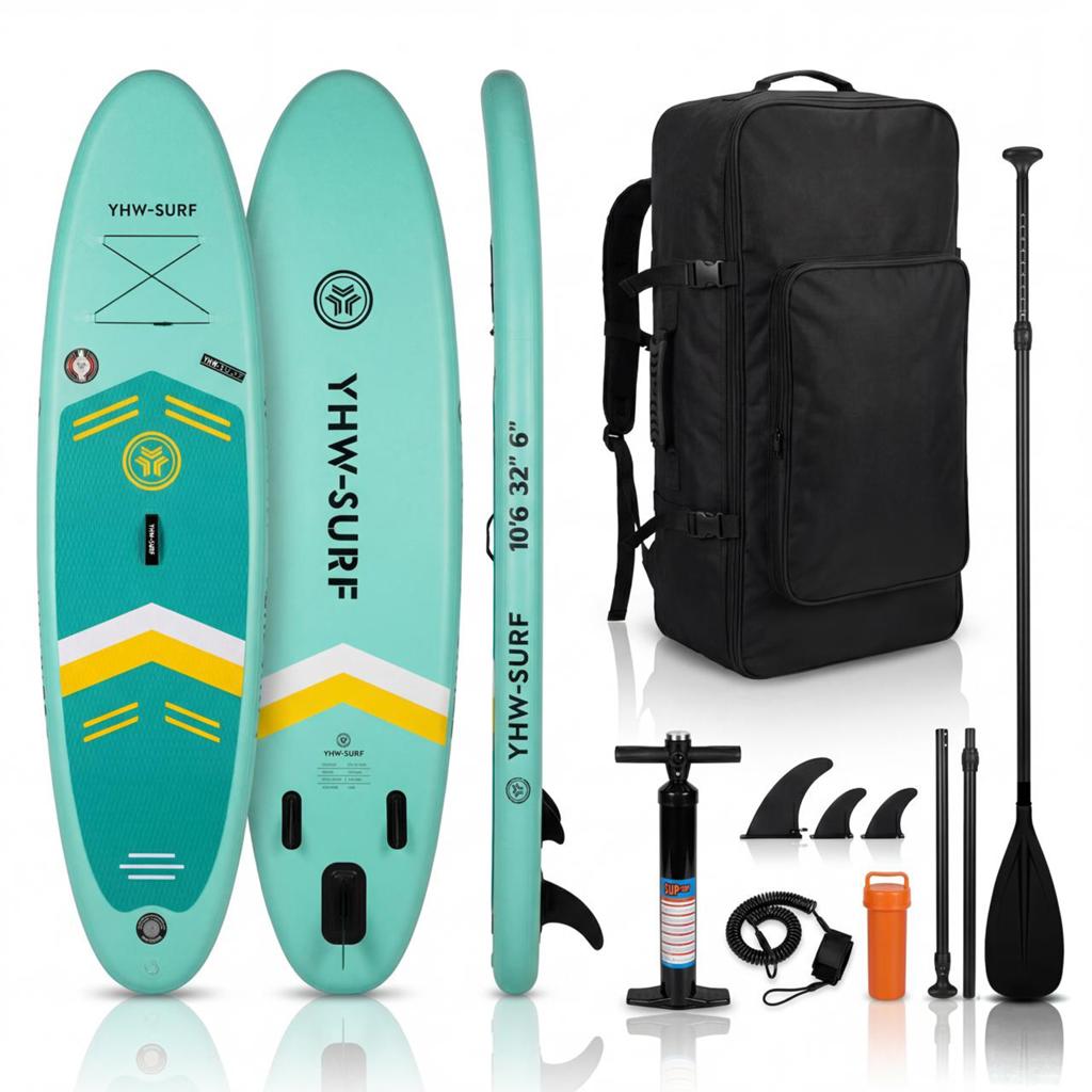 YHW-SURF Opblaasbaar SUP Board - Blauw en Groen - Nieuw, Watersport en Boten, Ophalen of Verzenden, Nieuw, SUP-boards