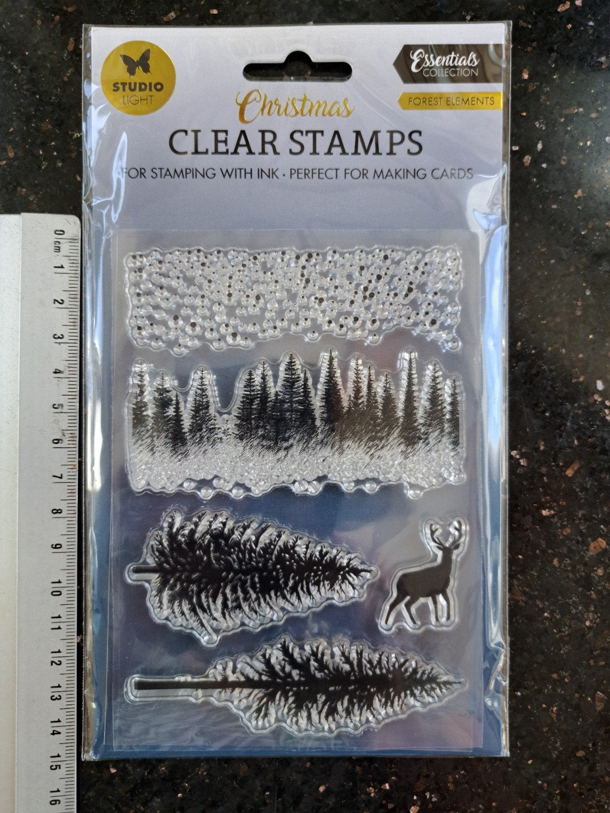 STUDIOLIGHT STEMPEL CLEARSTAMP KERST WINTER LANDSCHAP BOMEN, Ophalen of Verzenden, Nieuw, Clearstamp
