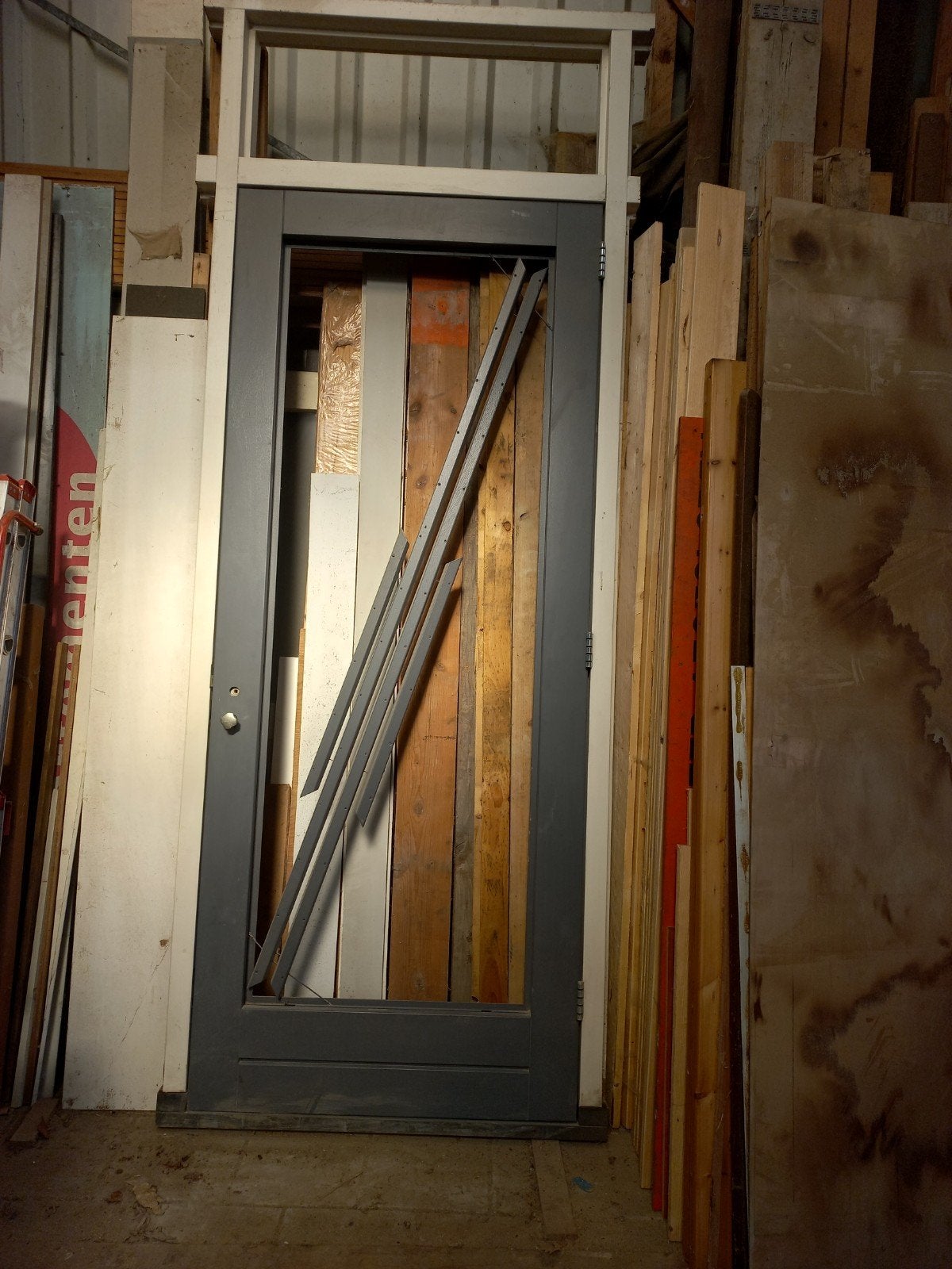 Grote hardhouten deur + kozijn., Ophalen, 215 cm of meer