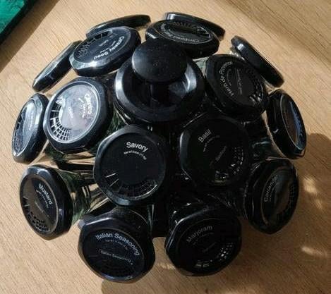 Kruidenrek met 16 kruidenpotjes, Ophalen of Verzenden, Zwart, Glas, Overige typen
