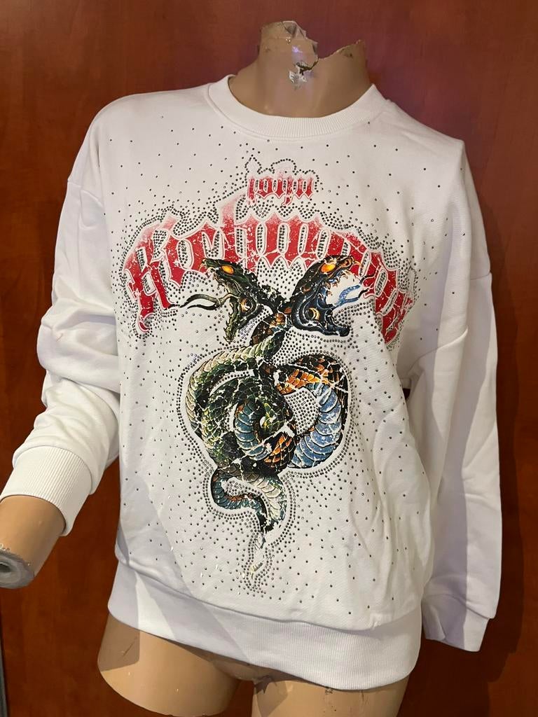 JOHN RICHMOND sweater met strass maat xs origineel NIEUW, Wit, G, Ophalen of Verzenden, Zo goed als nieuw