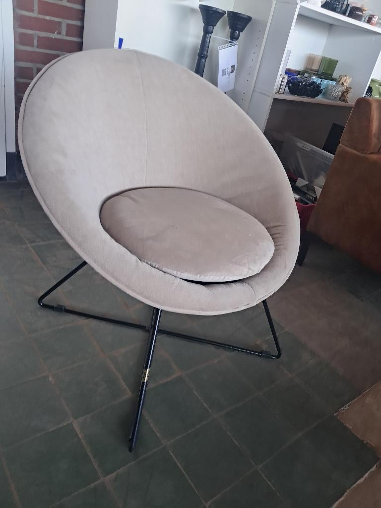 Pomax Design Stoel Beige Velvet Fluweel Metaal, Ophalen, Gebruikt, Overige kleuren, Metaal