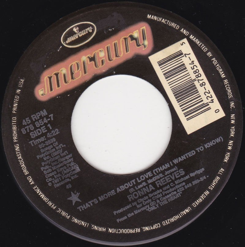 Ronna Reeves - That's More About Love 7, Ophalen of Verzenden, Zo goed als nieuw, 7 inch, Country en Western