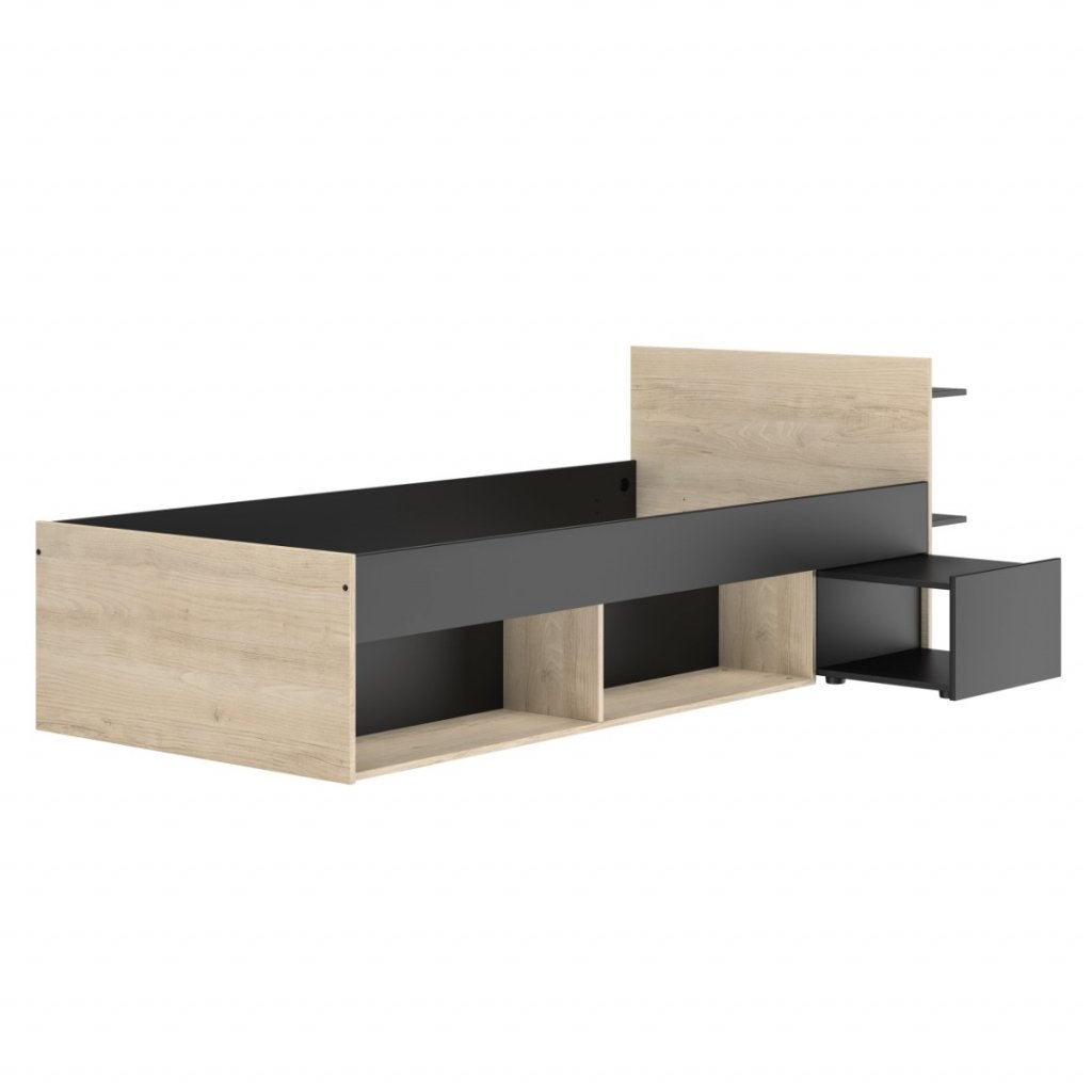 Ergo 1-persoonsbed - Blank eiken/zwart