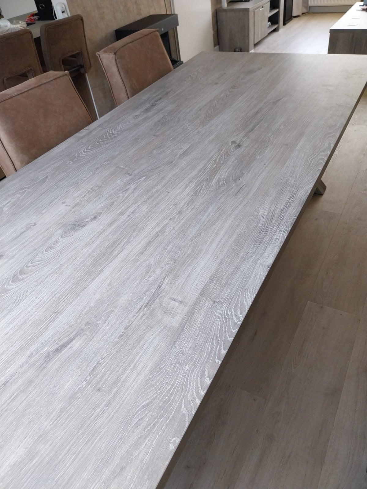Eettafel mooie eiken grey zwaar en degelijk 230 cm x 100 cm, Huis en Inrichting, Tafels | Eettafels, Gebruikt, 100 tot 150 cm