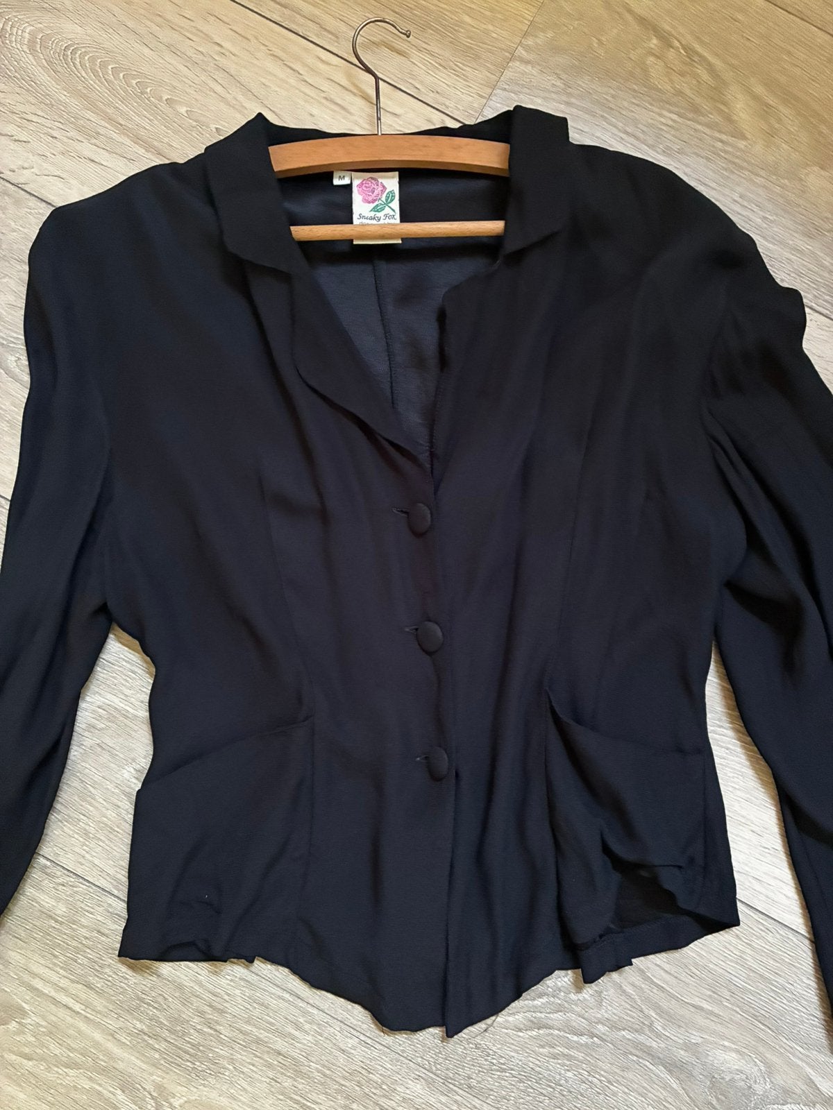 Sneaky fox vintage getailleerd jasje / blouse M zwart, Ophalen of Verzenden, Gedragen, Maat 38/40 (M), Zwart