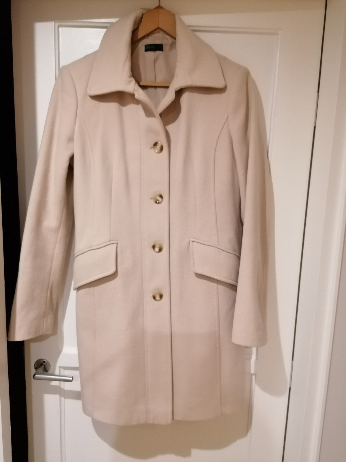 Stijlvolle Benetton jas/mantel - Beige - Maat M, Maat 38/40 (M), Verzenden, Benetton, Beige
