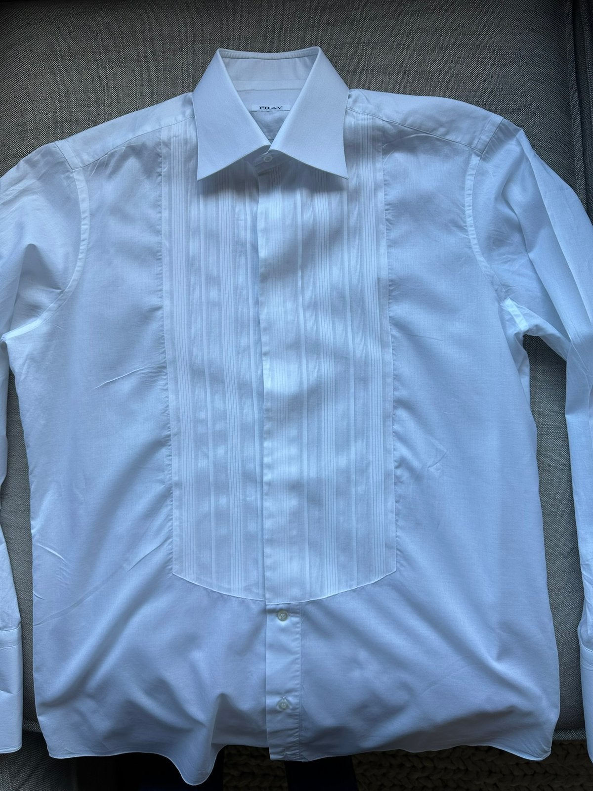 Waanzinnig mooi smokingshirt van Fray – Bologna | Maat 39, Ophalen of Verzenden, Zo goed als nieuw, Wit, Halswijdte 39/40 (M)