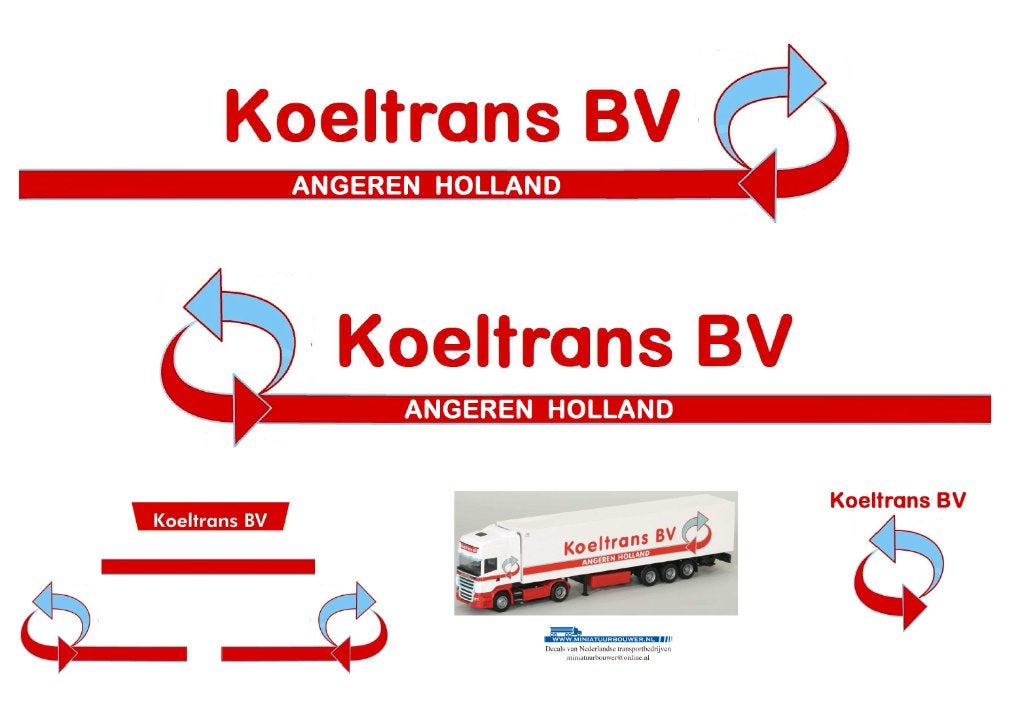 Vrachtauto decal 1:50 Koeltrans Angeren, Hobby en Vrije tijd, Modelauto's | 1:50, Verzenden, Nieuw, Bus of Vrachtwagen, Overige merken