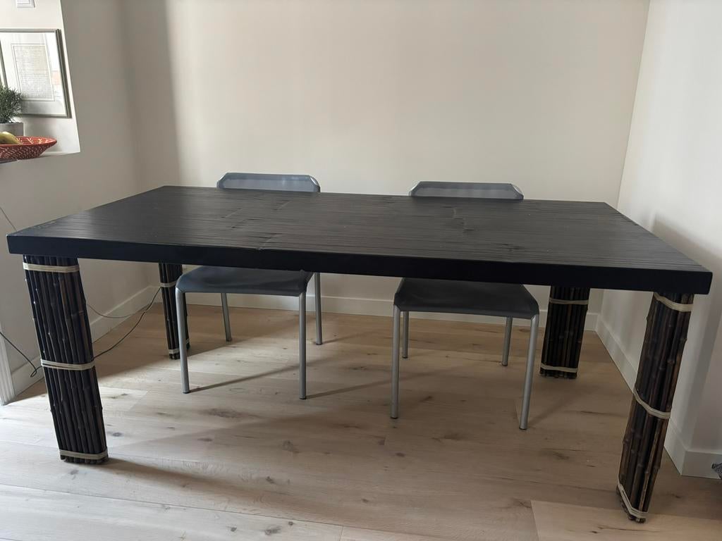 Dark Bamboo Dining Table – 180x90 cm, Huis en Inrichting, Tafels | Eettafels, Ophalen, 50 tot 100 cm, Zo goed als nieuw, 150 tot 200 cm