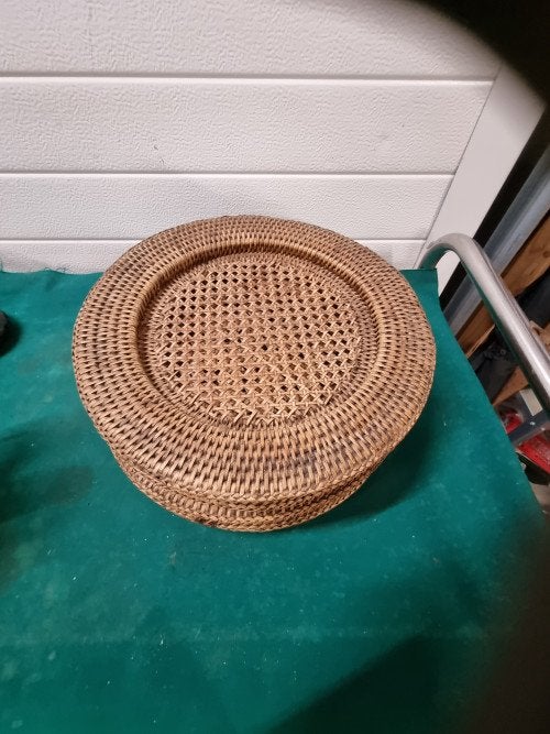 onderborden vintage  riet rotan myanmar zes stuks, Huis en Inrichting, Ophalen of Verzenden, 'T Olde Gre-j, Info@toldegrej.nl