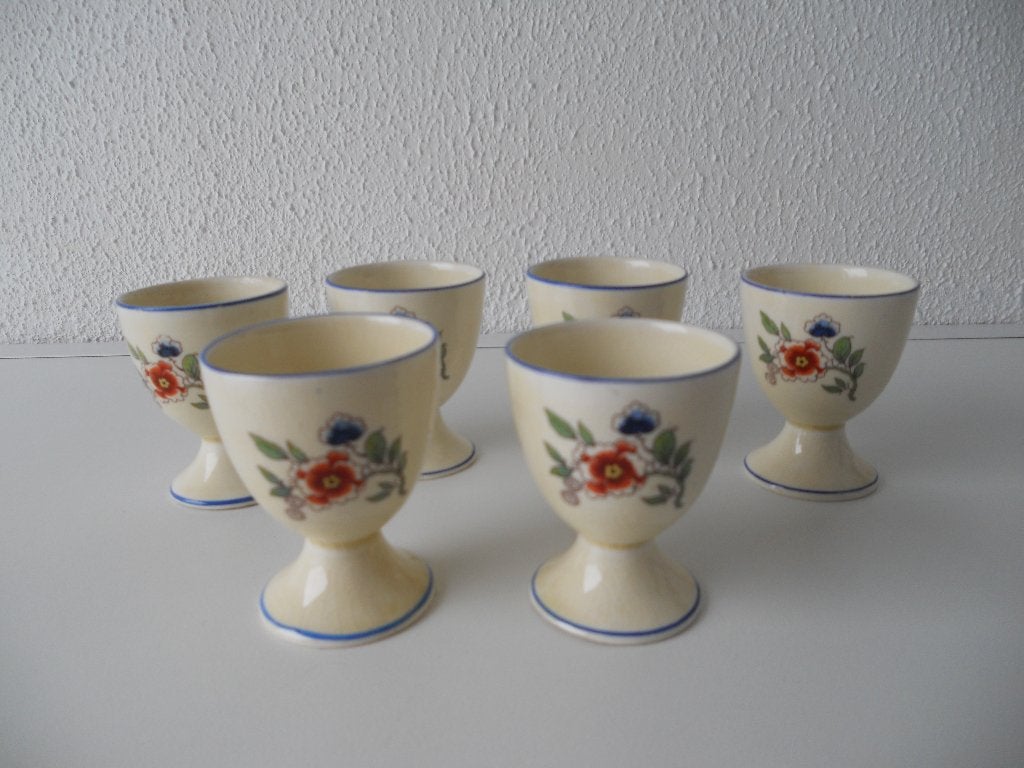 6 leuke oude eierdopjes, Ophalen of Verzenden
