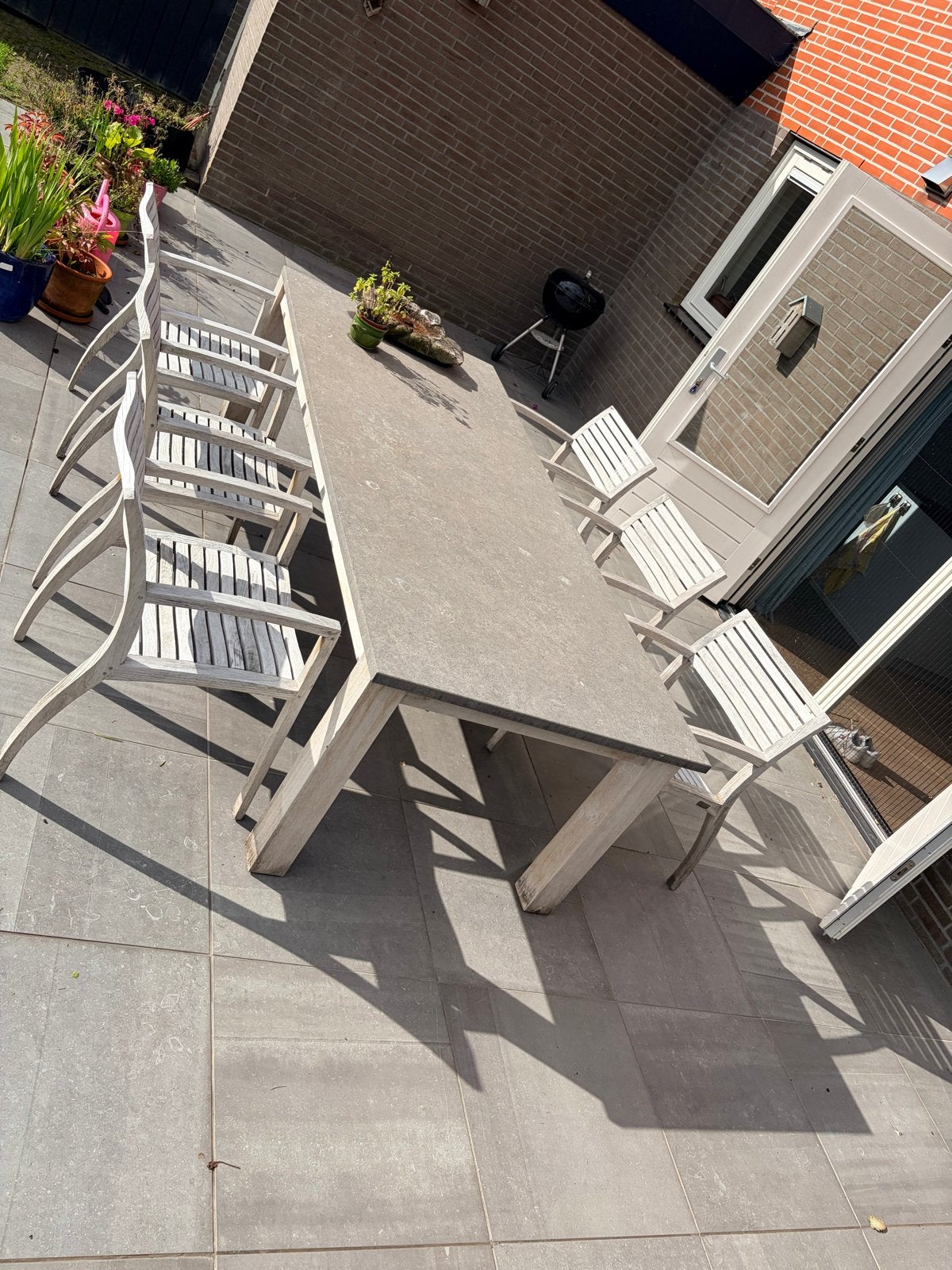 Royal Botania Teakhouten Tuinset met 6 Stoelen, Tuin en Terras, Ophalen, Gebruikt, Eettafel, 6 zitplaatsen