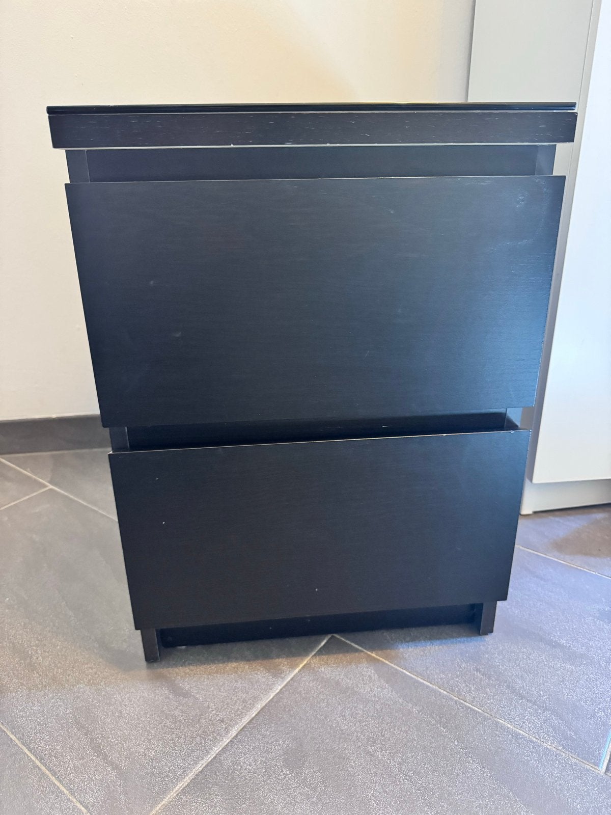 2x IKEA MALM ladekast 2 laden, zwartbruin, 40x55 cm, Ophalen, Minder dan 50 cm, Gebruikt, 1 of 2 laden