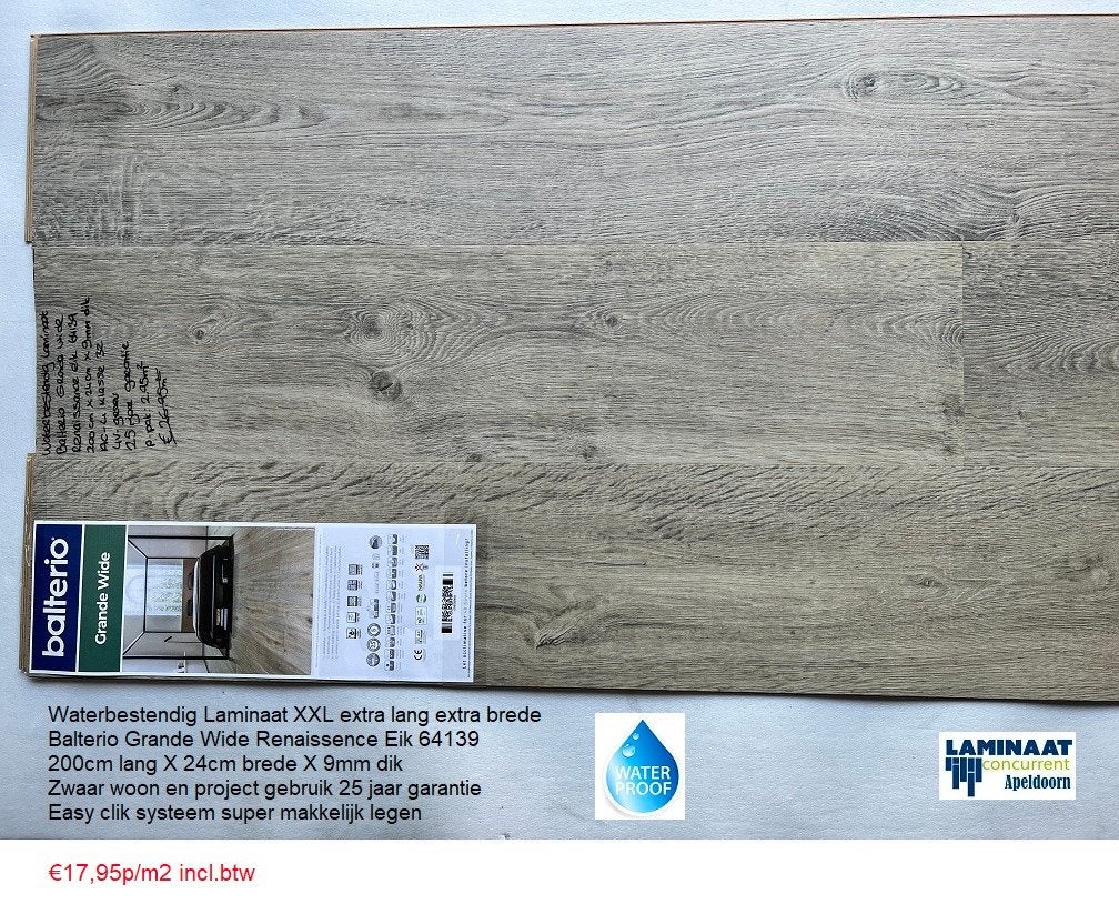 Waterbestendig Laminaat Renaissance Eik 64139 Top kwaliteit, XXL Laminaat vloer, 75 m² of meer, Nieuw, Ophalen of Verzenden