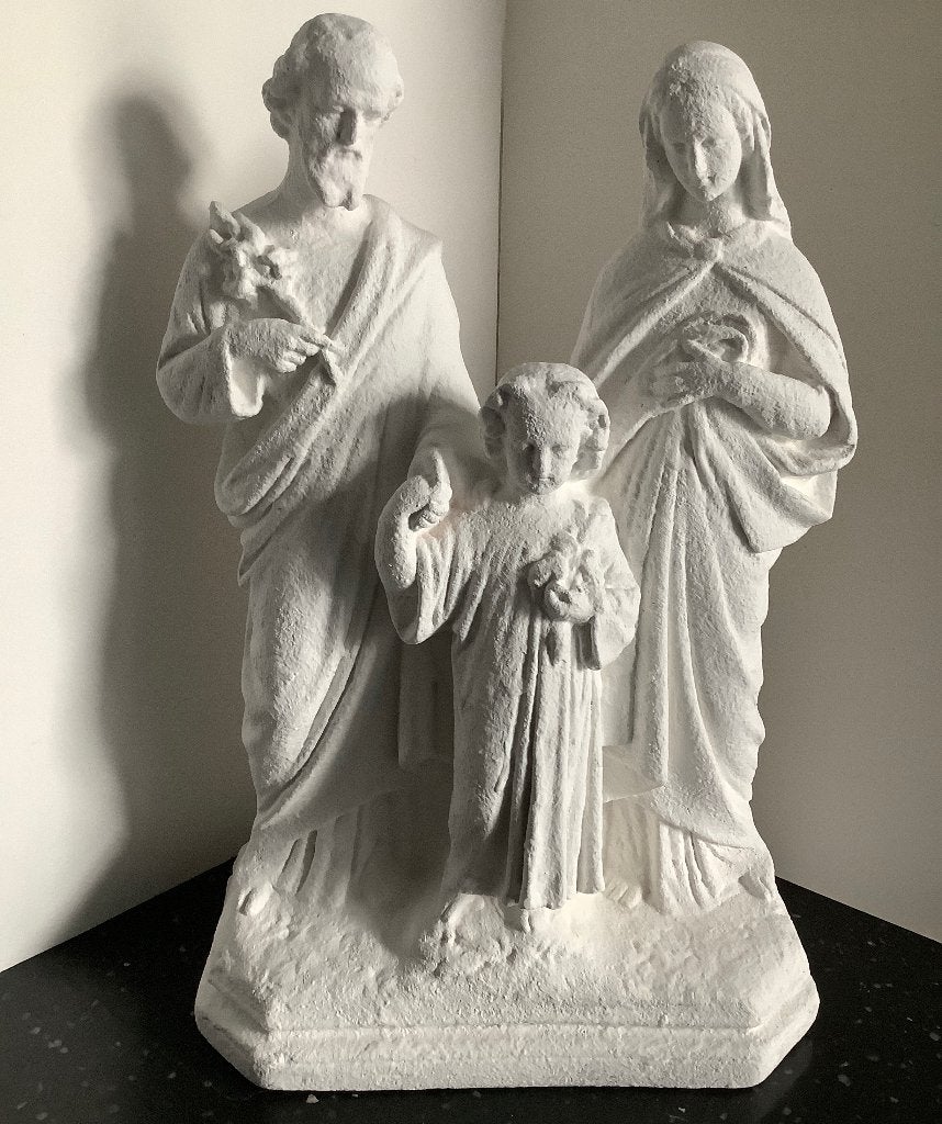 Antiek Wit beeld religie Jozef, Maria, Jezus, 31 cm hoog, Ophalen of Verzenden