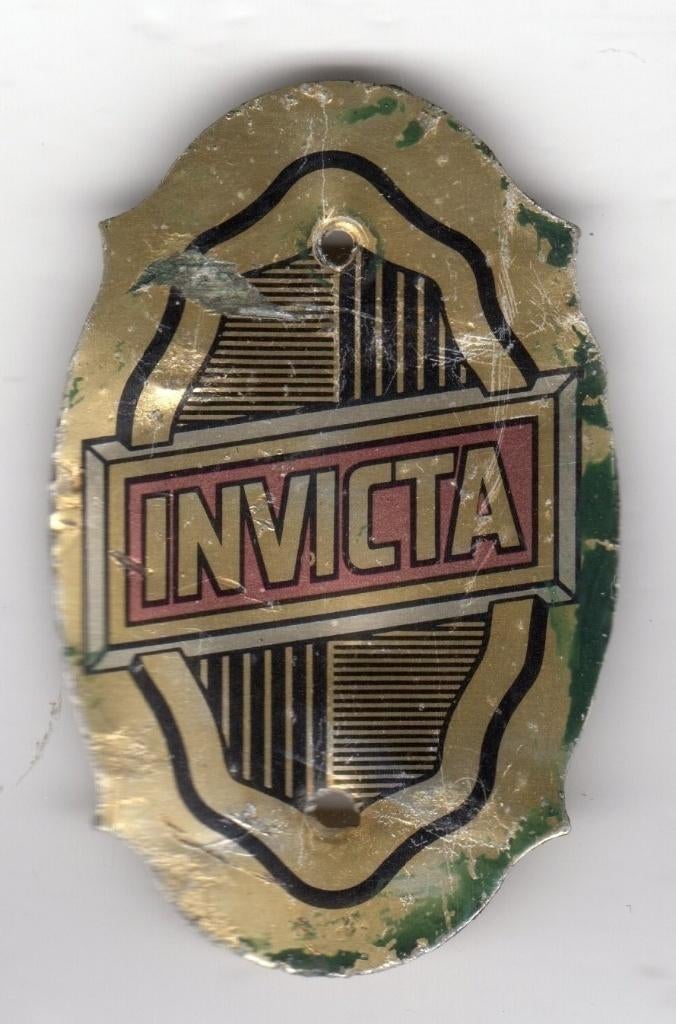 BALHOOFDPLAATJE INVICTA RIJWIELEN B MERK VAN GAZELLE, Verzamelen, Merken en Reclamevoorwerpen, Verzenden, Overige typen