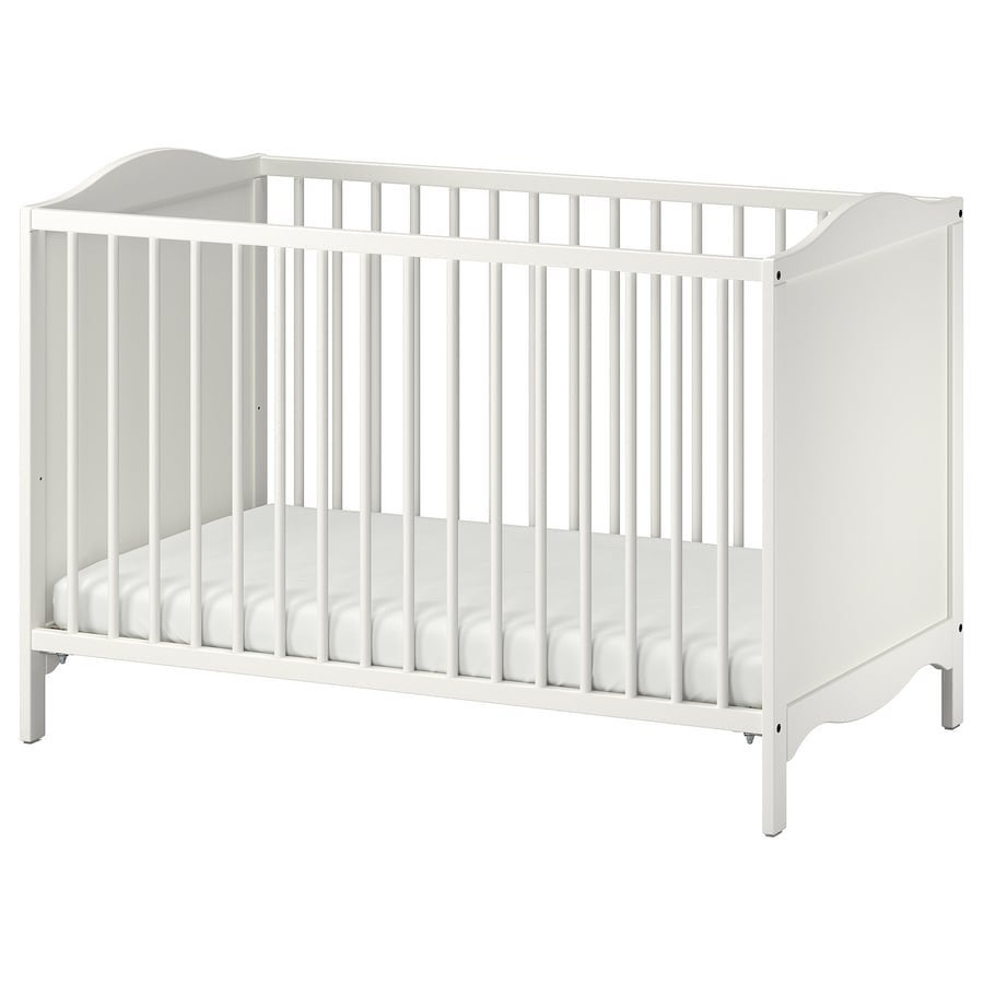 Ikea Babybedje, wit, 60x120 cm, Huis en Inrichting, Slaapkamer | Boxsprings, Wit, Tweepersoons, Ophalen of Verzenden, Zo goed als nieuw