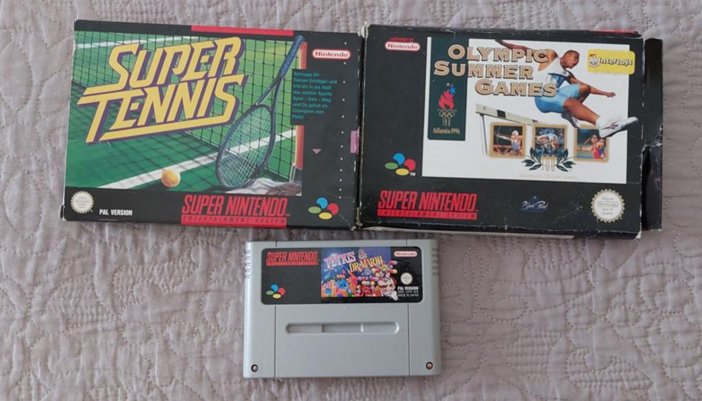 Super Nintendo Games: Super Tennis, Olympic Summer Games, Te, Spelcomputers en Games, Games | Nintendo Super NES, Gebruikt, 1 speler