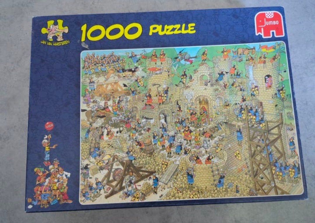Jan van Haasteren puzzel 1000 stukjes - Middeleeuwen, Ophalen of Verzenden, 500 t/m 1500 stukjes, Zo goed als nieuw, Legpuzzel