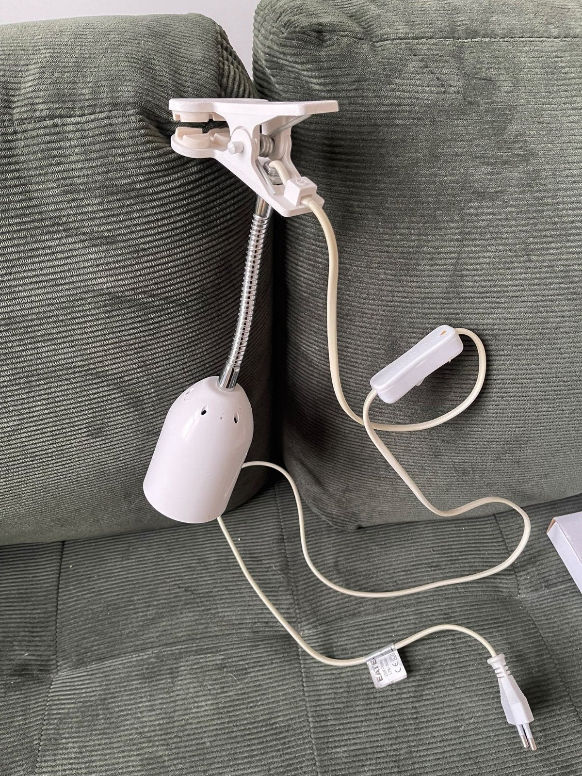 Witte knijplamp met E27 fitting en schakelaar, Met schakelaar, Wit, Overige merken, Gebruikt