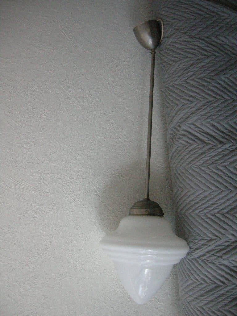 Grote lamp witte glas art deco Gispen Bauhaus - zgan, Ophalen, E27 (groot), Art deco gispen bauhaus, Glas