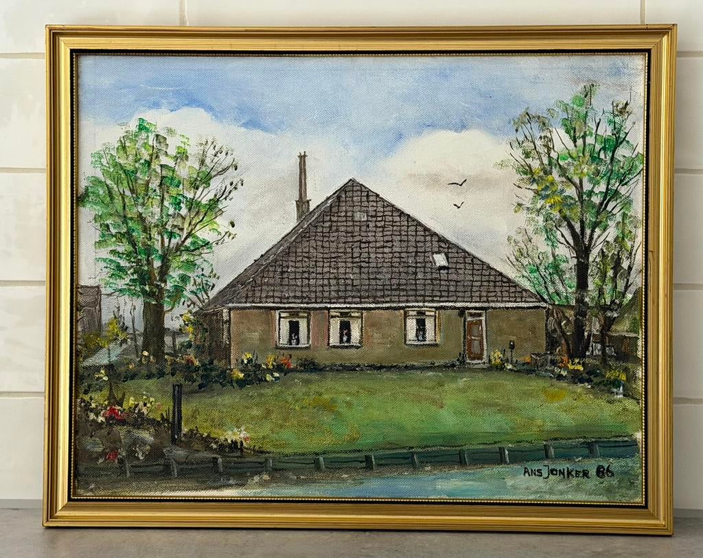 Olieverfschilderij door Ans Jonker ‘85, leerling Jan Koning, Antiek en Kunst, Kunst | Schilderijen | Klassiek, Ophalen of Verzenden