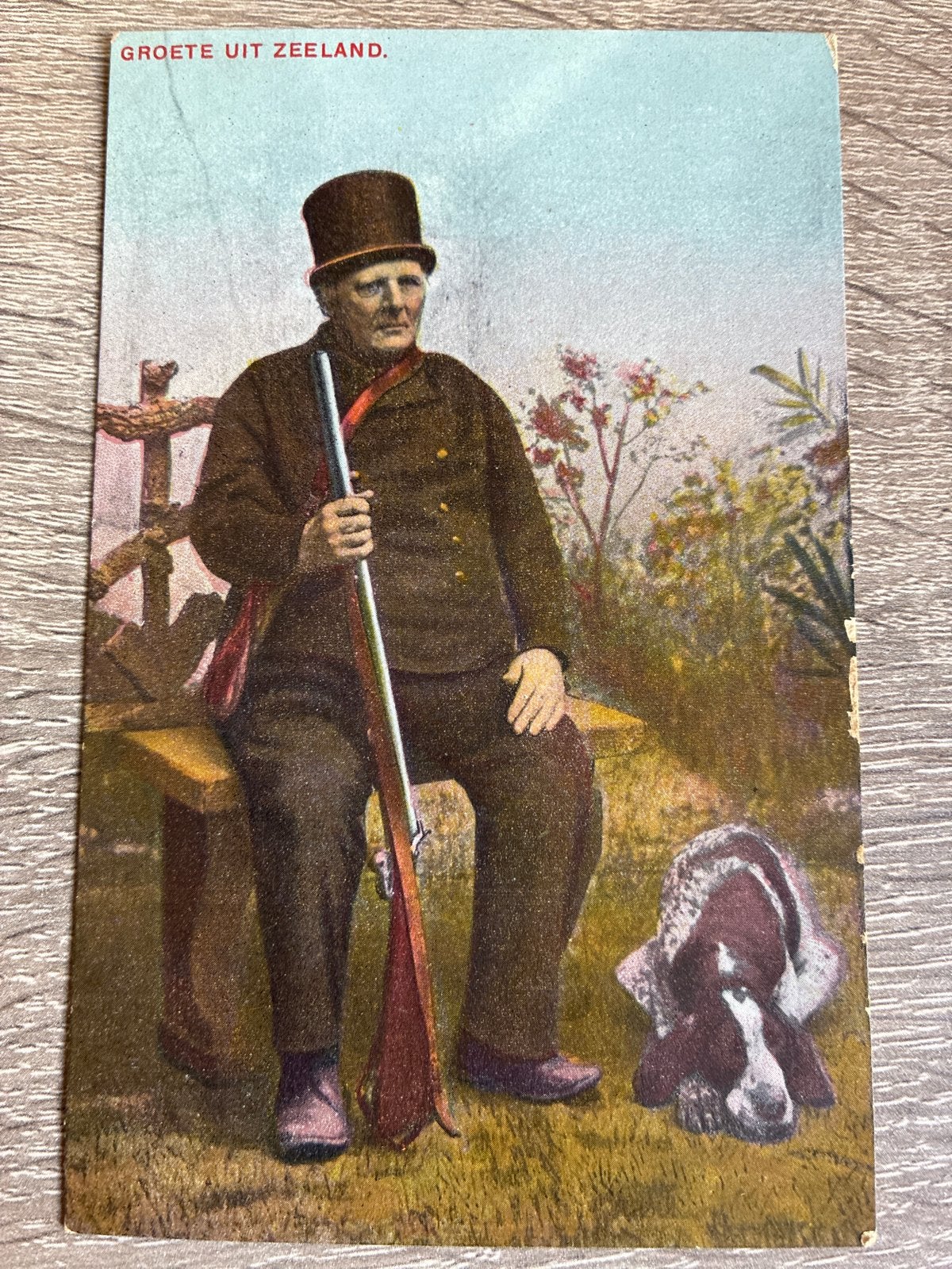 Oude briefkaart Zeeland - Jager met hond 1910, Ophalen of Verzenden, Voor 1920, Gelopen, Zeeland