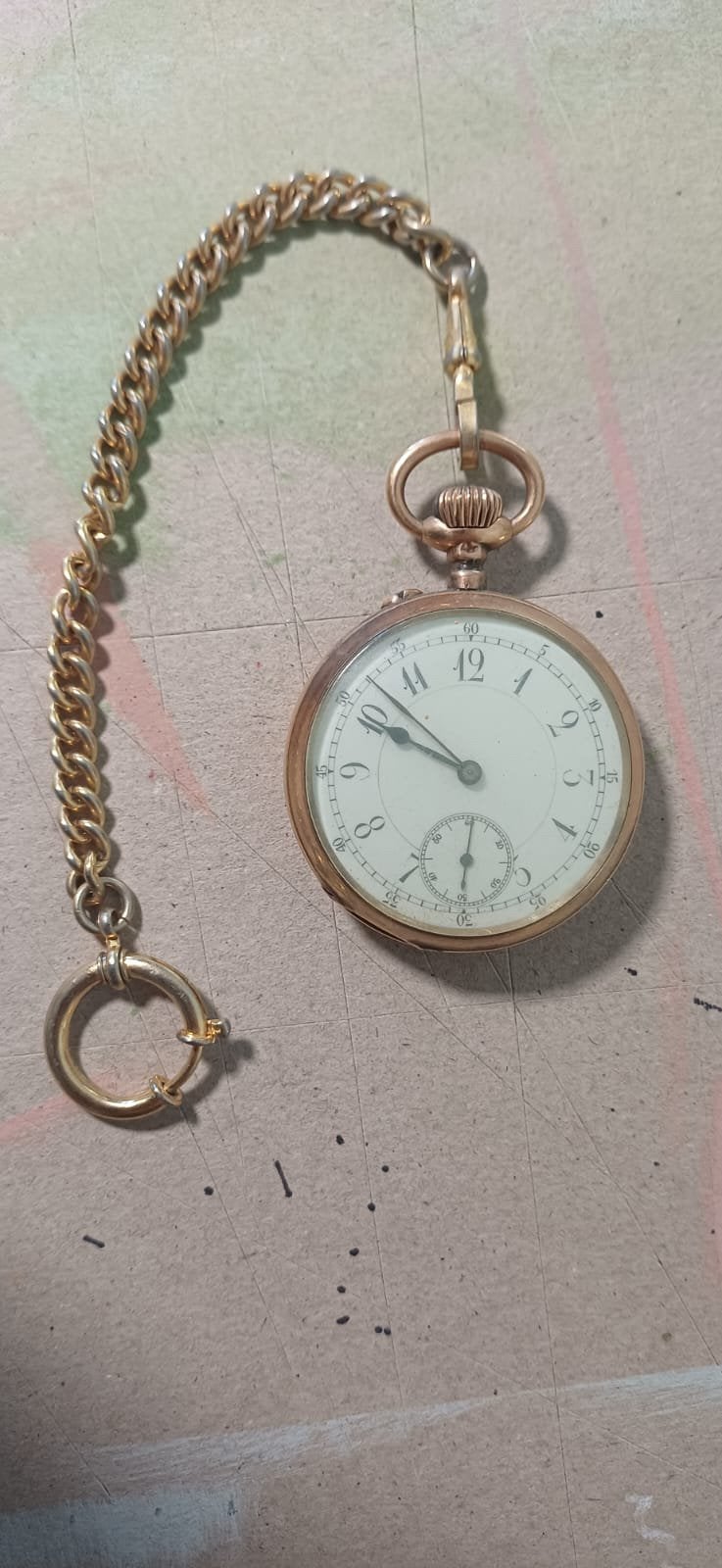 Meer dan 100 jaar oud gouden vestzakhorloge, Overige merken, Zakhorloge, Ophalen of Verzenden, Met ketting