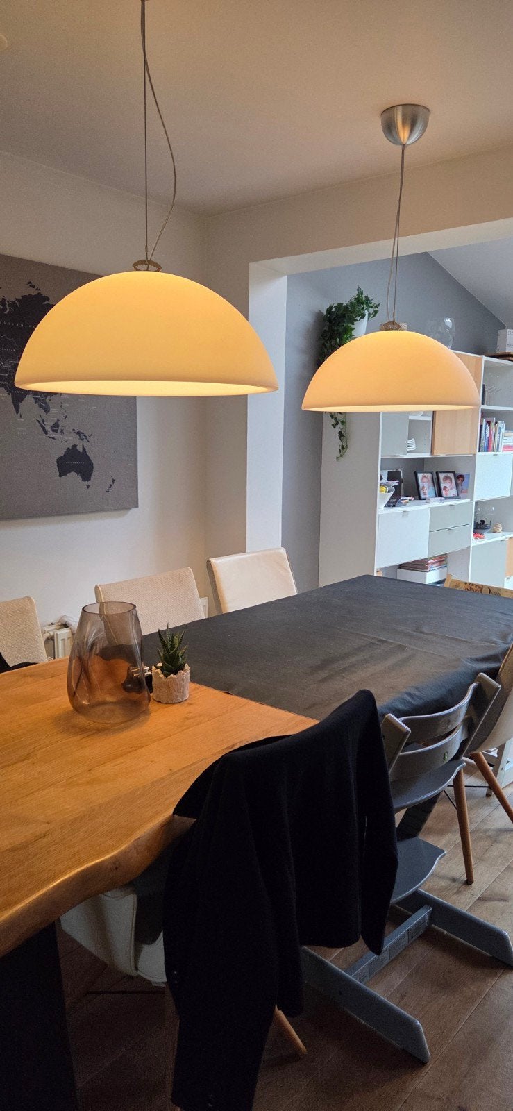 Set van 2 moderne hanglampen - wit/zilver, Ophalen, E27 (groot), Modern, Kunststof