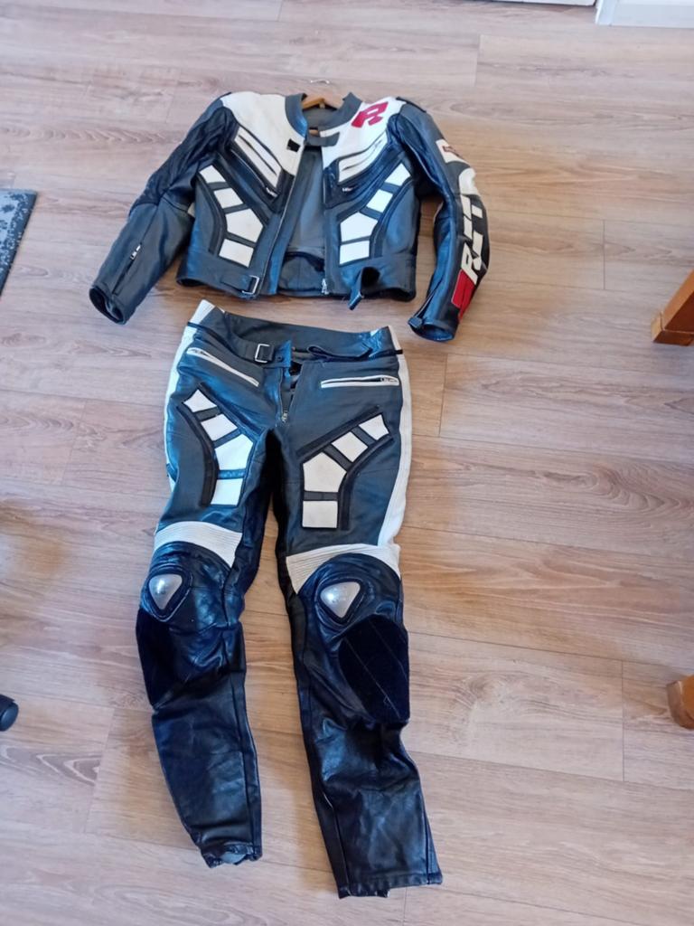 Motorpak leer zwart/wit - Maat L, Motoren, Kleding | Motorkleding, Ophalen, Tweedehands, Heren, Combipak
