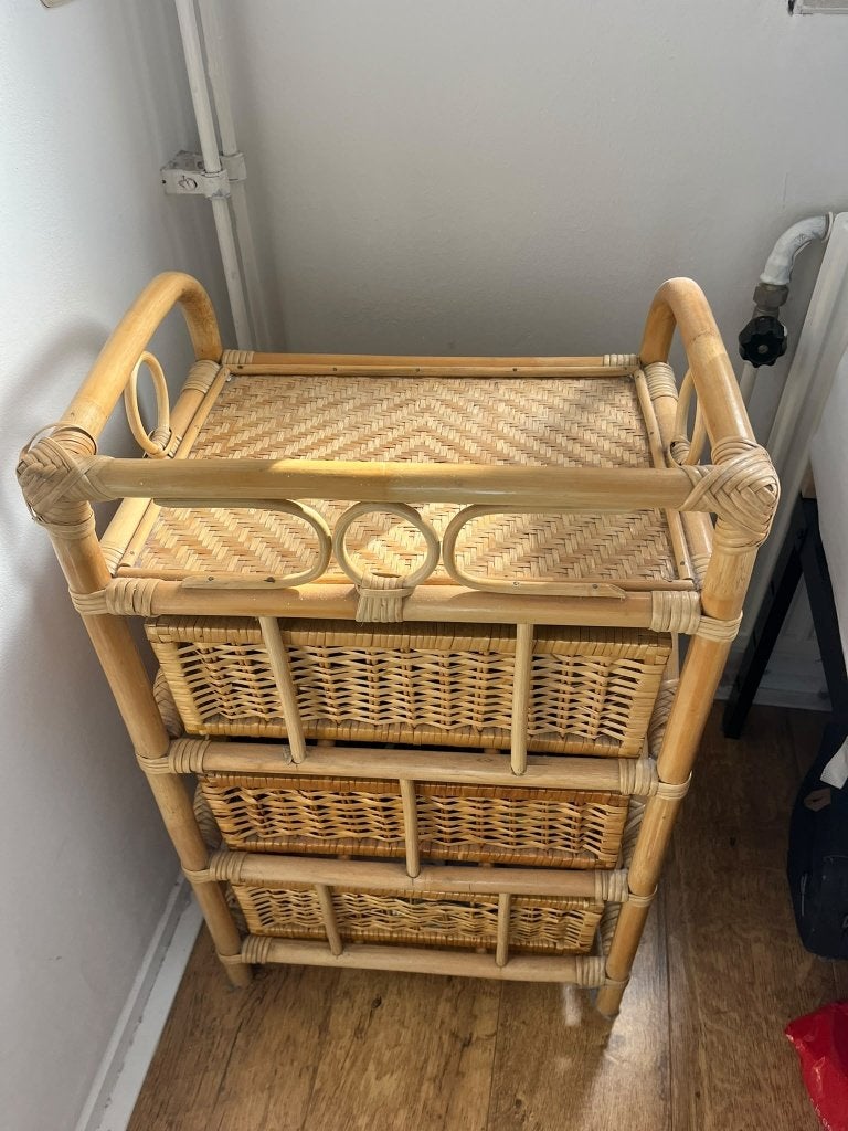 Rotan ladekastje met 3 lades, Ophalen, Overige materialen, Minder dan 50 cm, Gebruikt