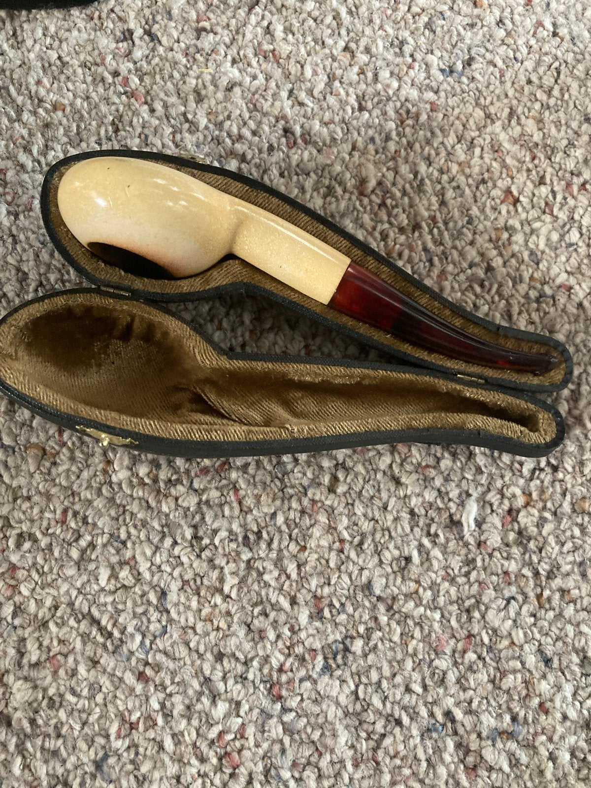 Vintage Meerschuim Pijp in Etui - Handgemaakt, Ophalen of Verzenden, Gebruikt, (Water)pijp