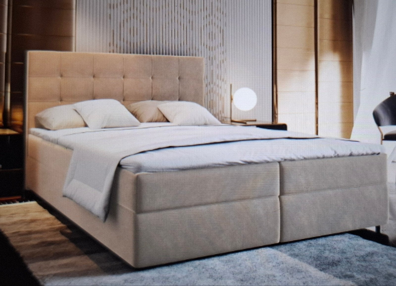Boxspring Bloss 160x200 Beige met Nasa Traagschuim Topper, Ophalen, Beige, 200 cm, 160 cm