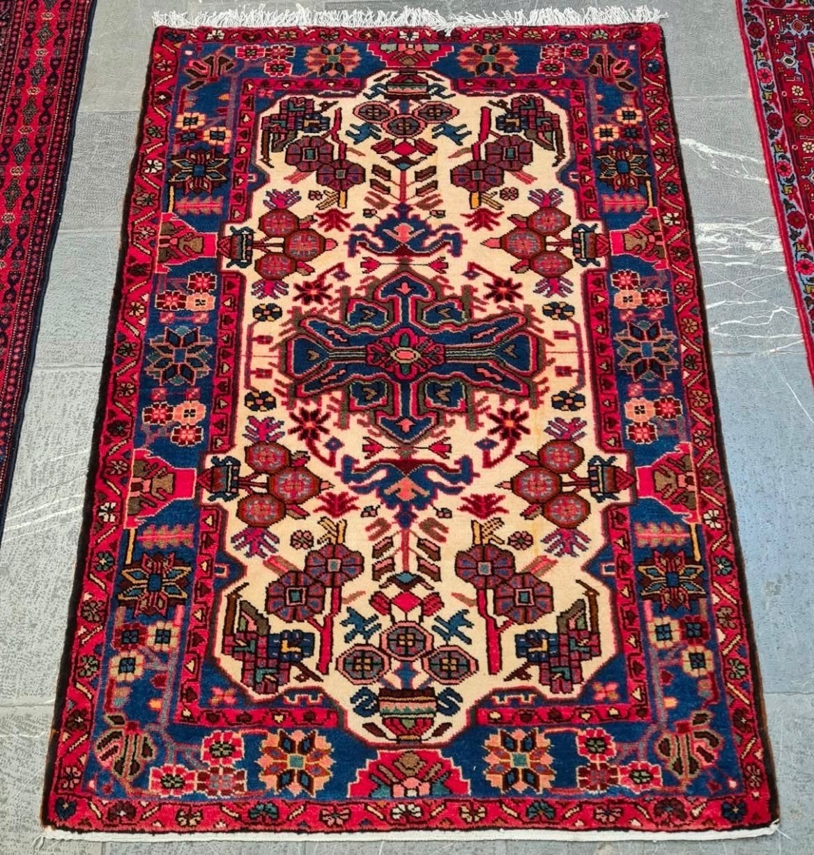 Handgemaakt Perzisch tapijt Ashvand (Nahavand) 160x110cm, Huis en Inrichting, 100 tot 150 cm, Blauw, Ophalen of Verzenden, 150 tot 200 cm