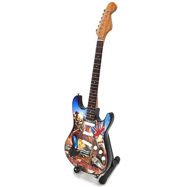 Iron Maiden Trooper miniatuur gitaar 25cm mini guitar deco, Verzamelen, Info@deconoord.nl, Deco Noord, Nieuw, Ophalen of Verzenden