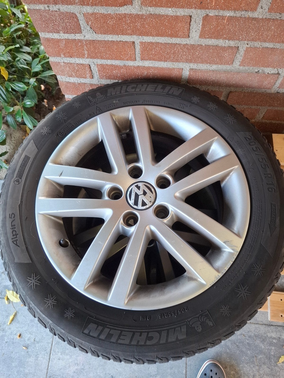 Michelin Alpin 5 Winterbanden met Velgen 205/55 R16, Ophalen, Gebruikt, 16 inch, Banden en Velgen