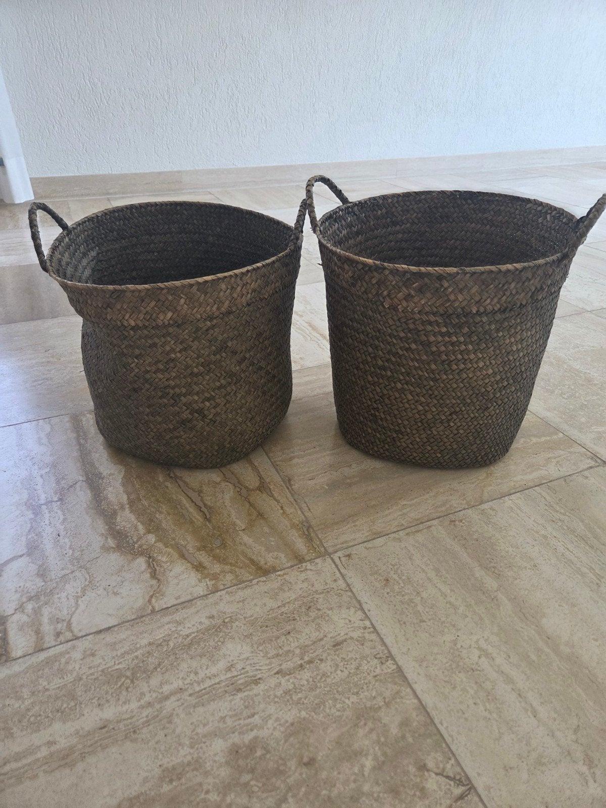 Set van 2 rieten manden met handvatten, Ophalen, Gebruikt, Mand, Handgemaakt