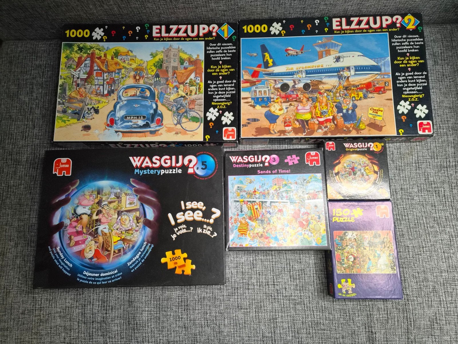 Diverse legpuzzels: Wasgij, Elzzup en meer (1000 stukjes), Ophalen of Verzenden, 500 t/m 1500 stukjes, Gebruikt, Legpuzzel