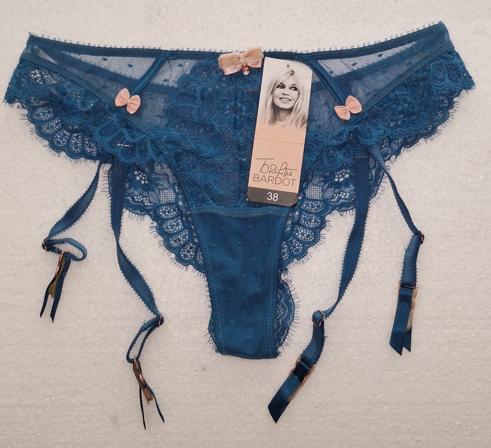 Prachtige sexy slip van Brigitte Bardot met jarretels (S), Kleding | Dames, Ondergoed en Lingerie, Verzenden, Groen, Slip