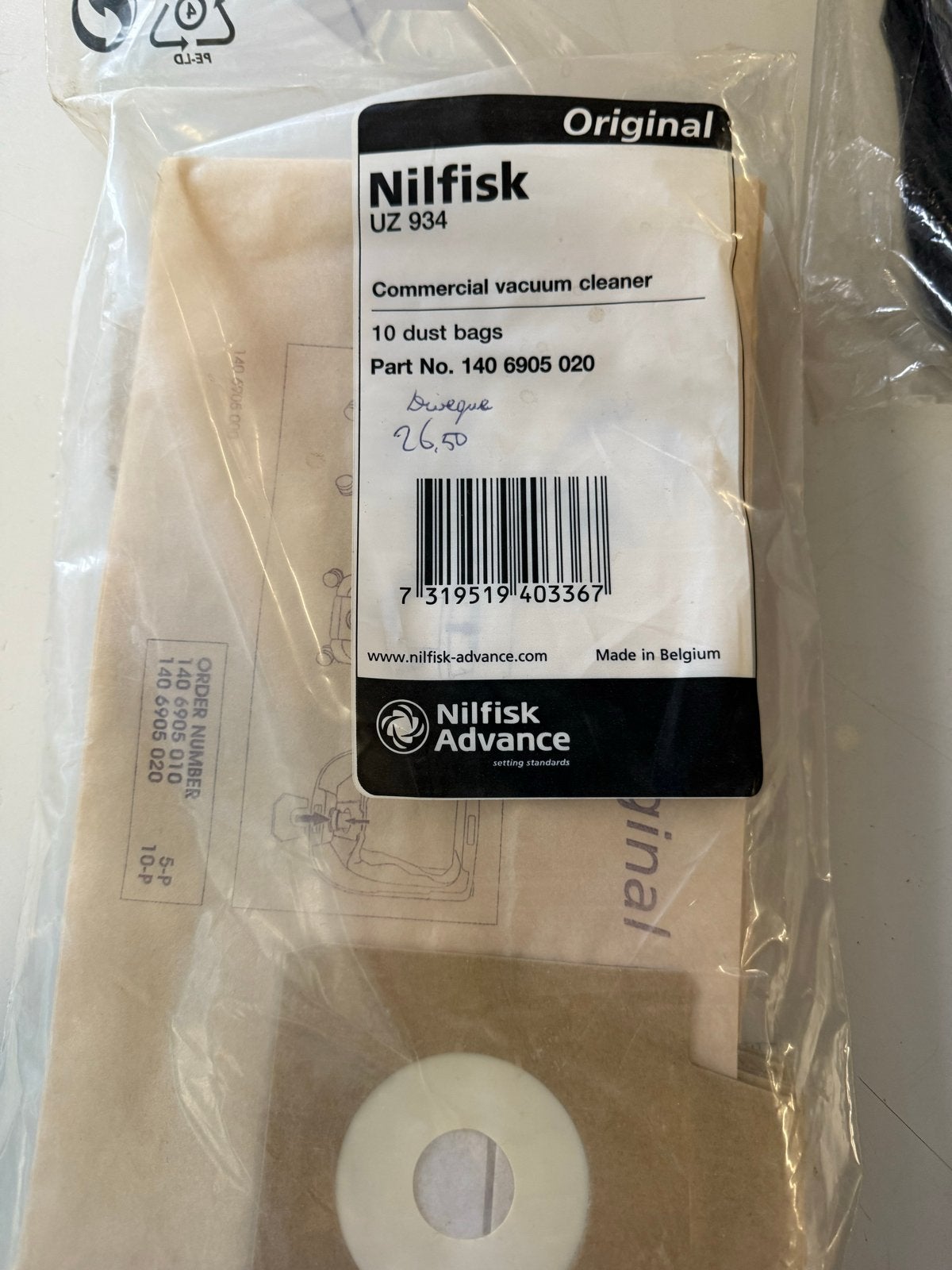 Nilfisk UZ 934 Commerciële Stofzuigerzakken (10 stuks), Ophalen of Verzenden, Nieuw, Stofzak, Industriële stofzuiger