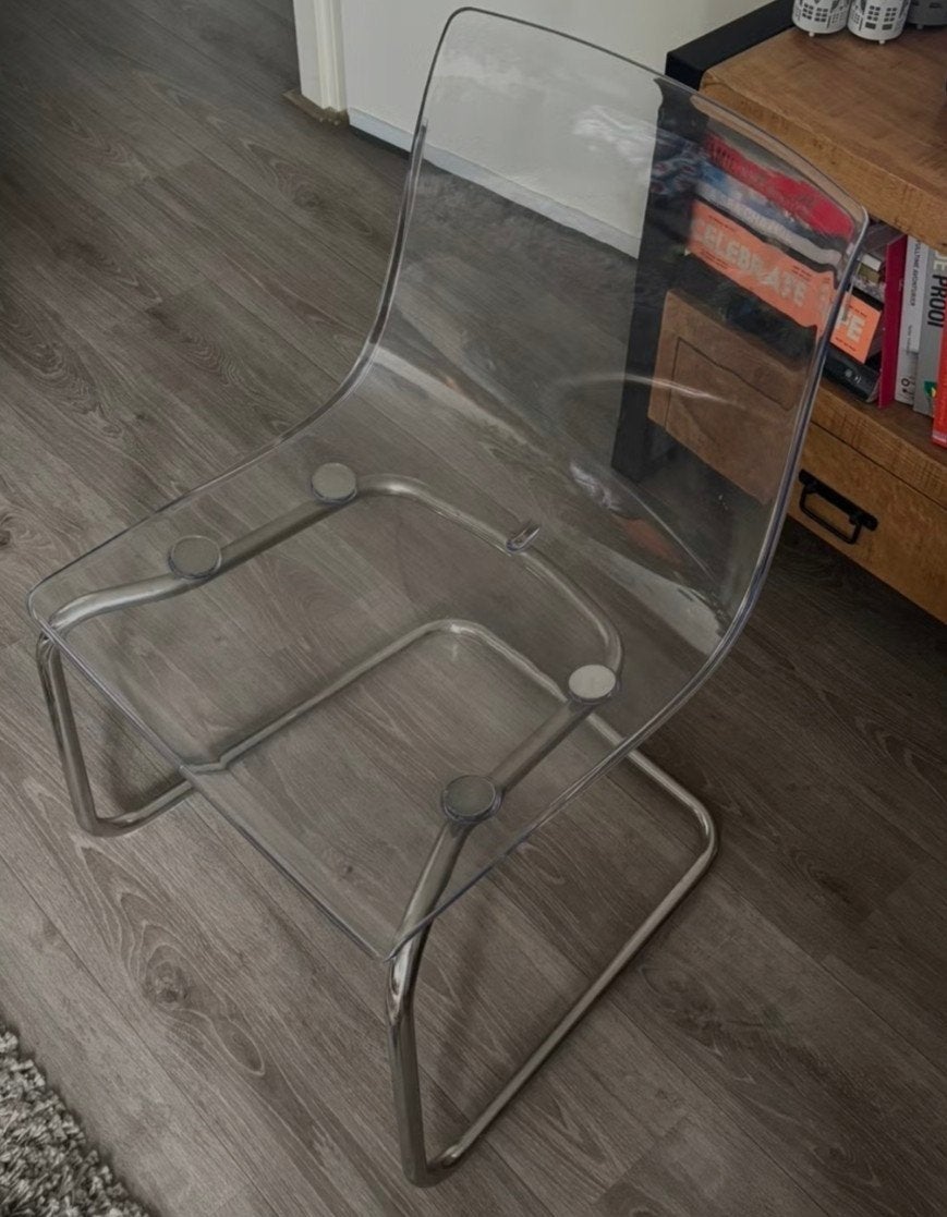 4x Transparante stoel van Ikea Tobias, Huis en Inrichting, Stoelen, Ophalen, Gebruikt, Overige kleuren, Metaal